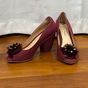 Klub Nico Open Toe Heels Color Wine Red Size 7M
